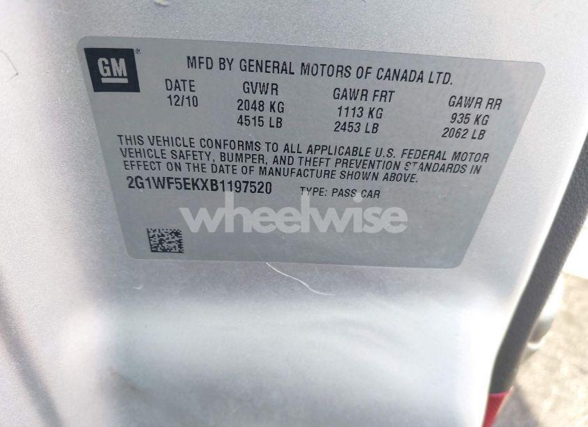 Photo 9 of 2011 Chevrolet Impala LS (VIN 2G1WF5EKXB1197520)