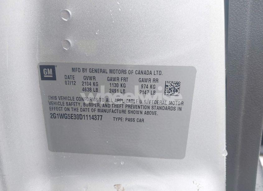 Photo 9 of 2013 Chevrolet Impala LT (VIN 2G1WG5E30D1114377)