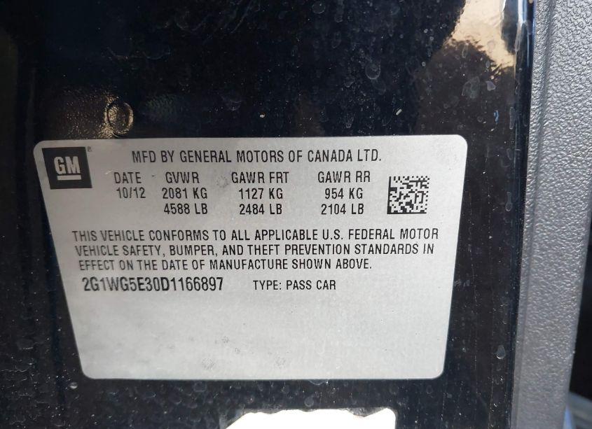 Photo 9 of 2013 Chevrolet Impala LT (VIN 2G1WG5E30D1166897)