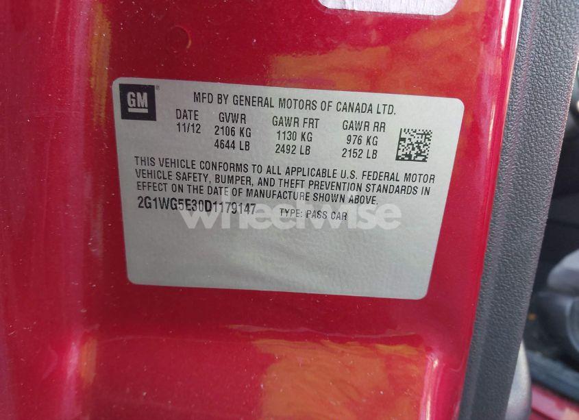 Photo 9 of 2013 Chevrolet Impala LT (VIN 2G1WG5E30D1179147)