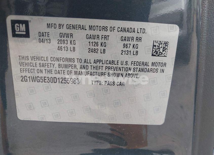 Photo 9 of 2013 Chevrolet Impala LT (VIN 2G1WG5E30D1255983)