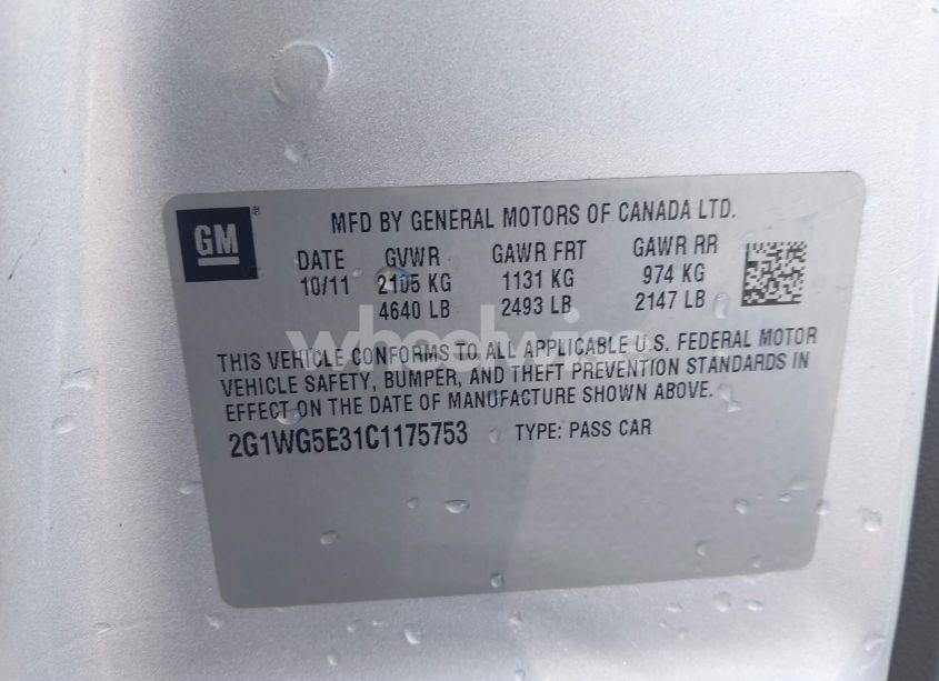 Photo 9 of 2012 Chevrolet Impala LT FLEET (VIN 2G1WG5E31C1175753)