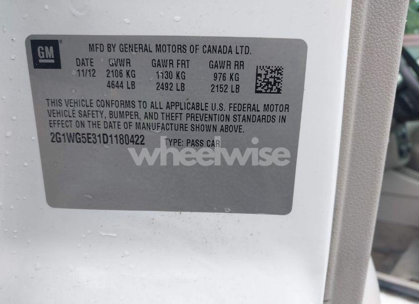 Photo 9 of 2013 Chevrolet Impala LT (VIN 2G1WG5E31D1180422)