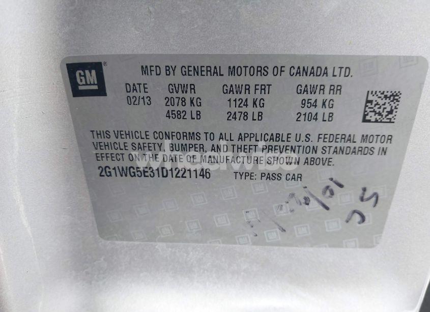 Photo 9 of 2013 Chevrolet Impala LT (VIN 2G1WG5E31D1221146)