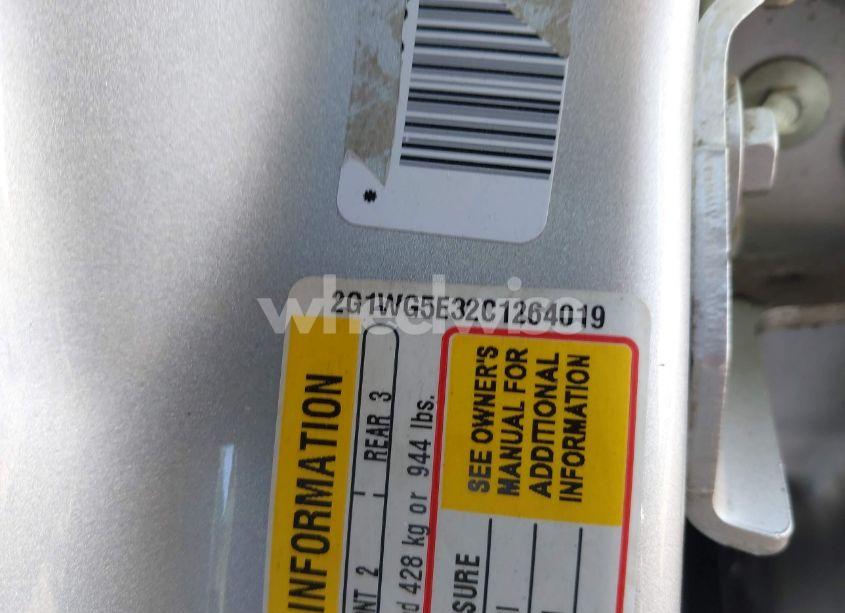 Photo 9 of 2012 Chevrolet Impala LT (VIN 2G1WG5E32C1264019)