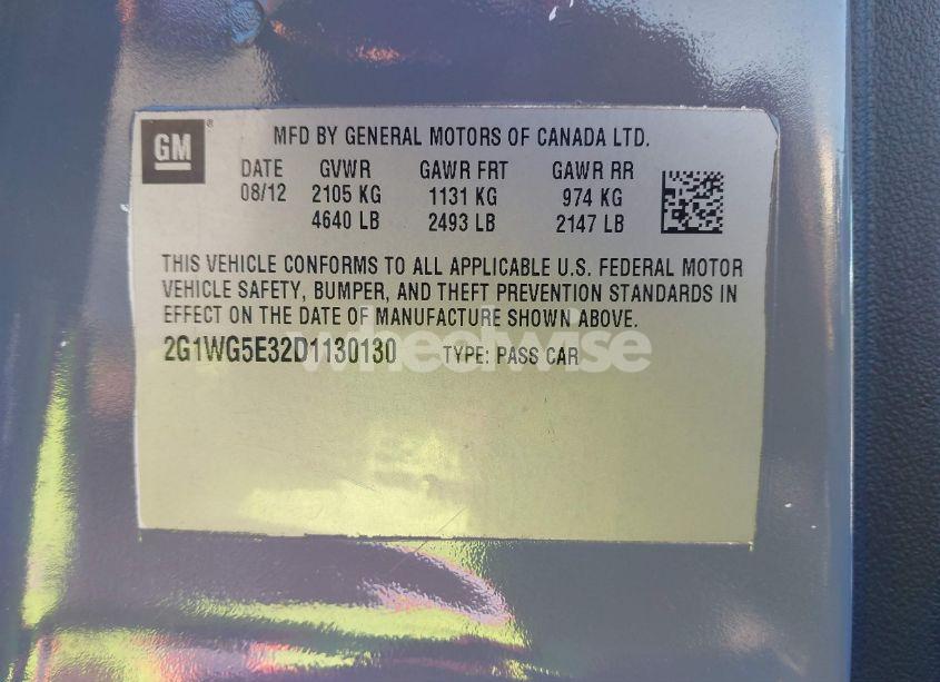 Photo 9 of 2013 Chevrolet Impala LT (VIN 2G1WG5E32D1130130)