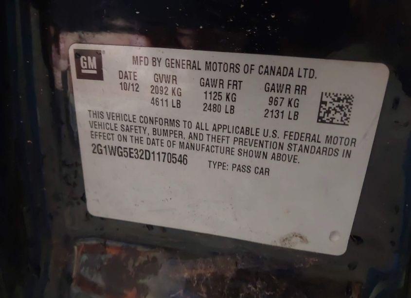 Photo 9 of 2013 Chevrolet Impala LT (VIN 2G1WG5E32D1170546)