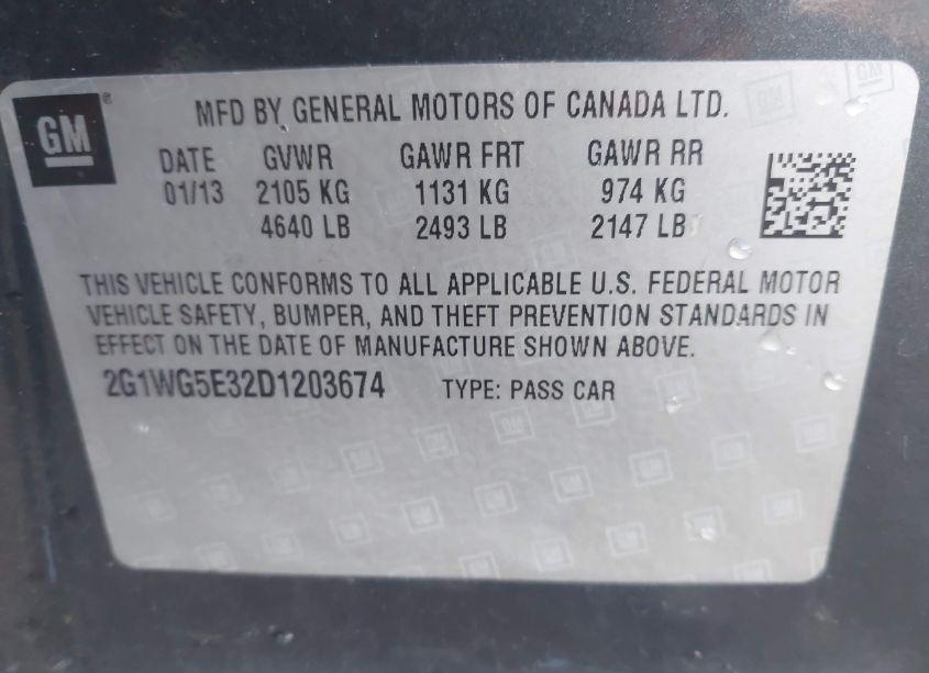 Photo 9 of 2013 Chevrolet Impala LT (VIN 2G1WG5E32D1203674)