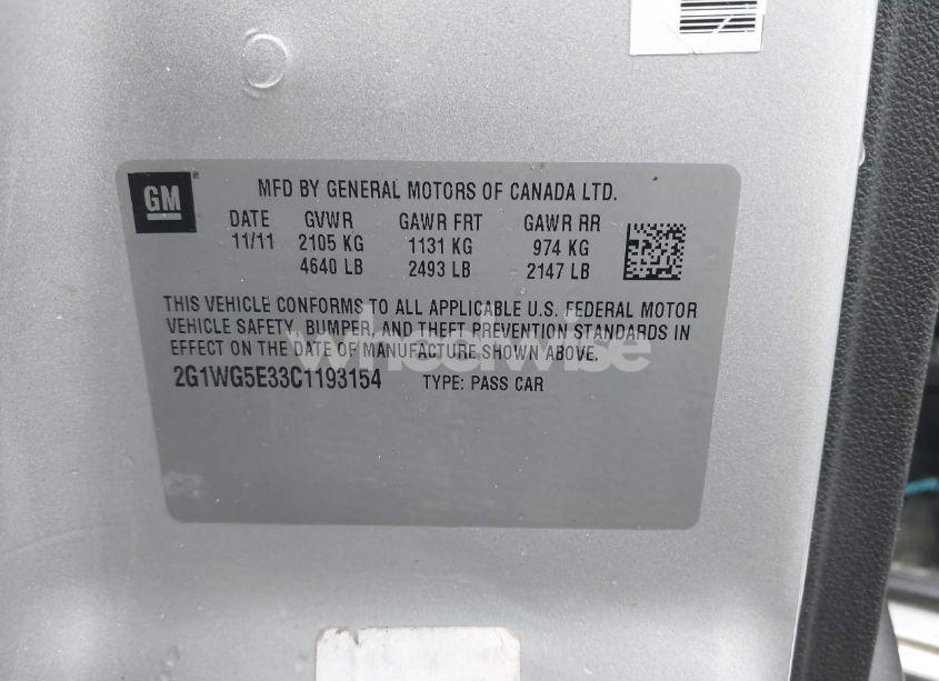 Photo 9 of 2012 Chevrolet Impala LT FLEET (VIN 2G1WG5E33C1193154)