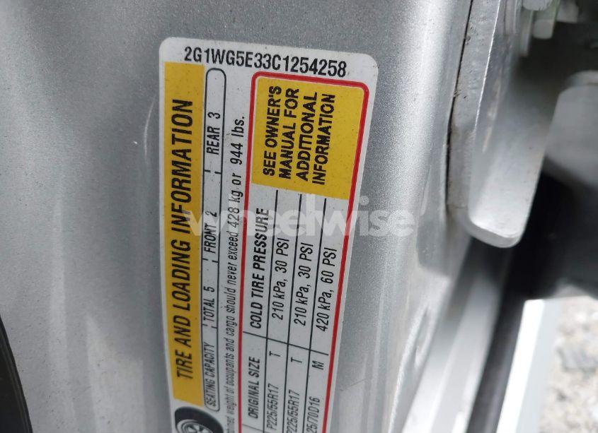 Photo 9 of 2012 Chevrolet Impala LT FLEET (VIN 2G1WG5E33C1254258)