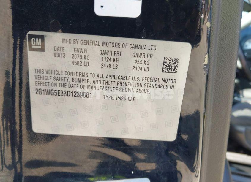 Photo 9 of 2013 Chevrolet Impala LT (VIN 2G1WG5E33D1239681)