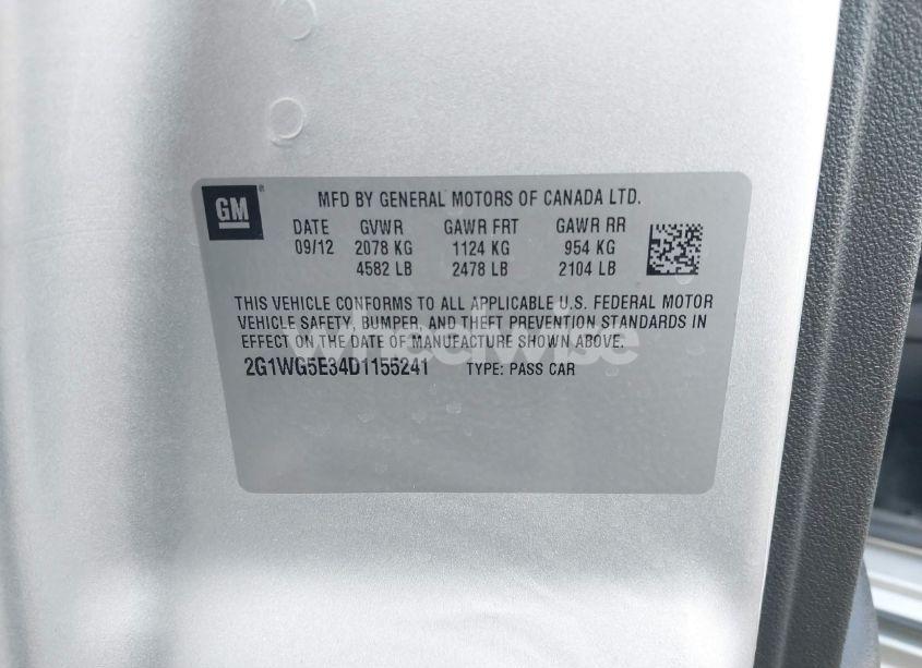 Photo 9 of 2013 Chevrolet Impala LT (VIN 2G1WG5E34D1155241)