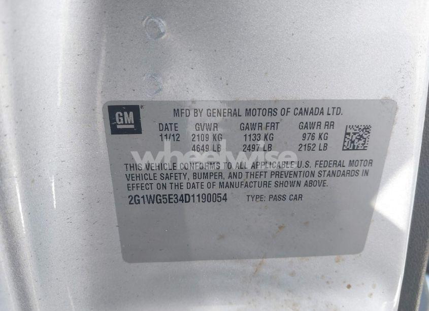 Photo 9 of 2013 Chevrolet Impala LT (VIN 2G1WG5E34D1190054)