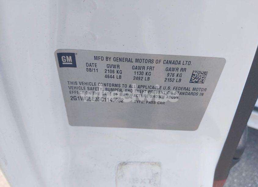 Photo 9 of 2012 Chevrolet Impala LT (VIN 2G1WG5E35C1140682)