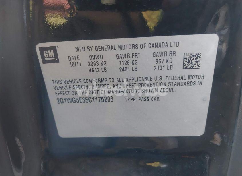 Photo 9 of 2012 Chevrolet Impala LT FLEET (VIN 2G1WG5E35C1175206)