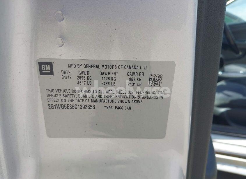 Photo 9 of 2012 Chevrolet Impala LT (VIN 2G1WG5E35C1293353)