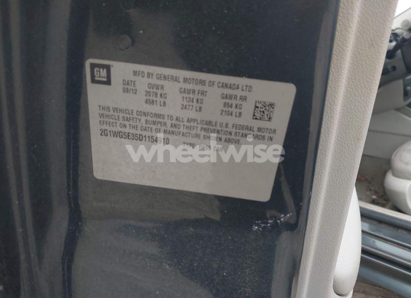 Photo 9 of 2013 Chevrolet Impala LT (VIN 2G1WG5E35D1154910)