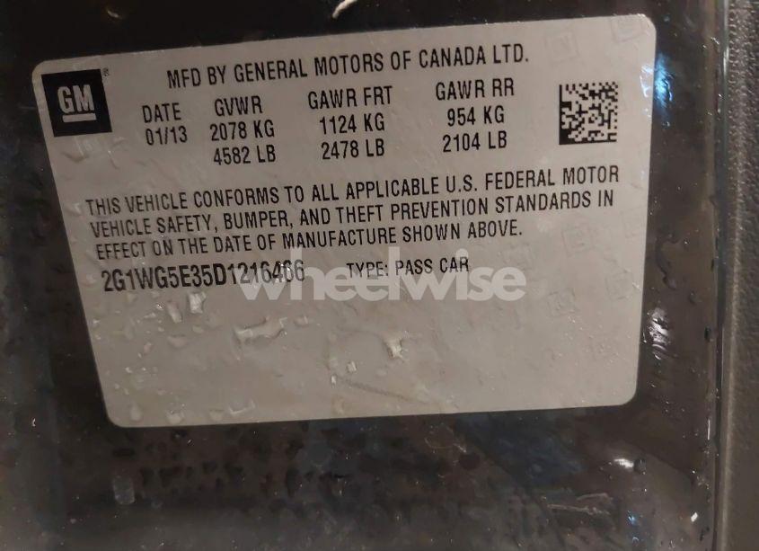 Photo 9 of 2013 Chevrolet Impala LT (VIN 2G1WG5E35D1216466)