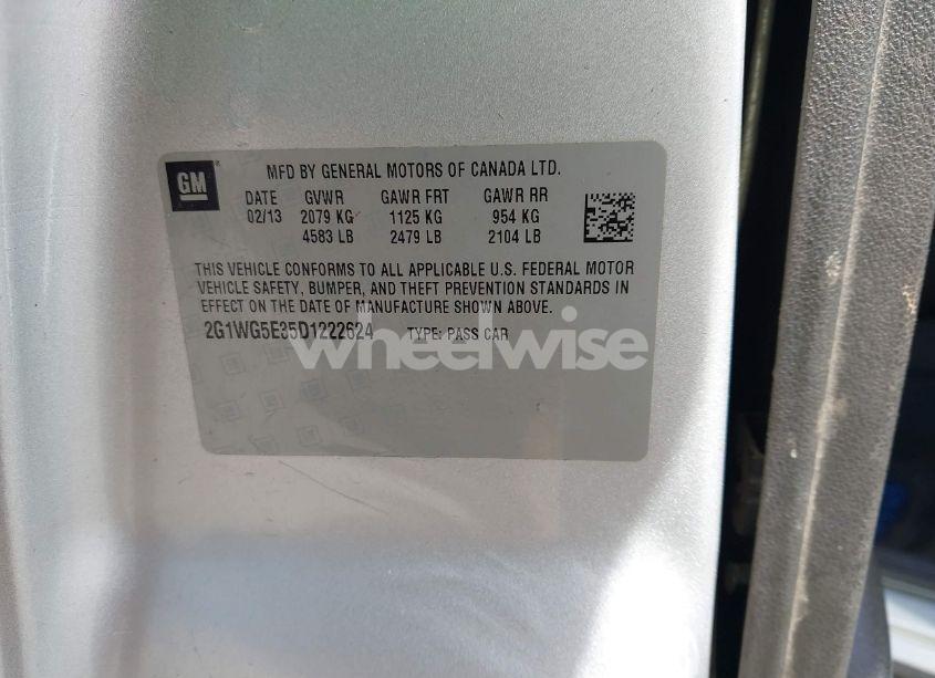 Photo 9 of 2013 Chevrolet Impala LT (VIN 2G1WG5E35D1222624)