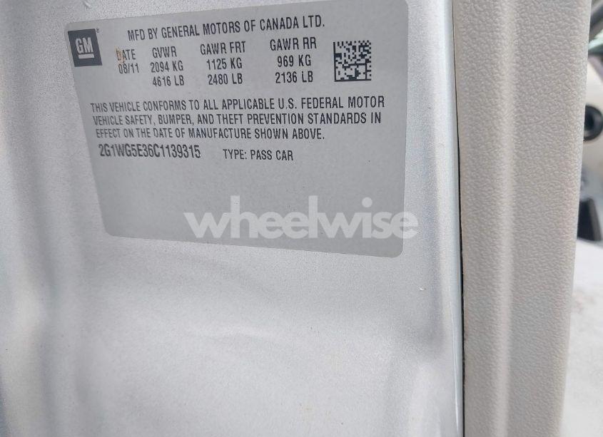 Photo 9 of 2012 Chevrolet Impala LT (VIN 2G1WG5E36C1139315)