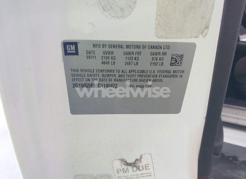 Photo 9 of 2012 Chevrolet Impala LT (VIN 2G1WG5E36C1149472)