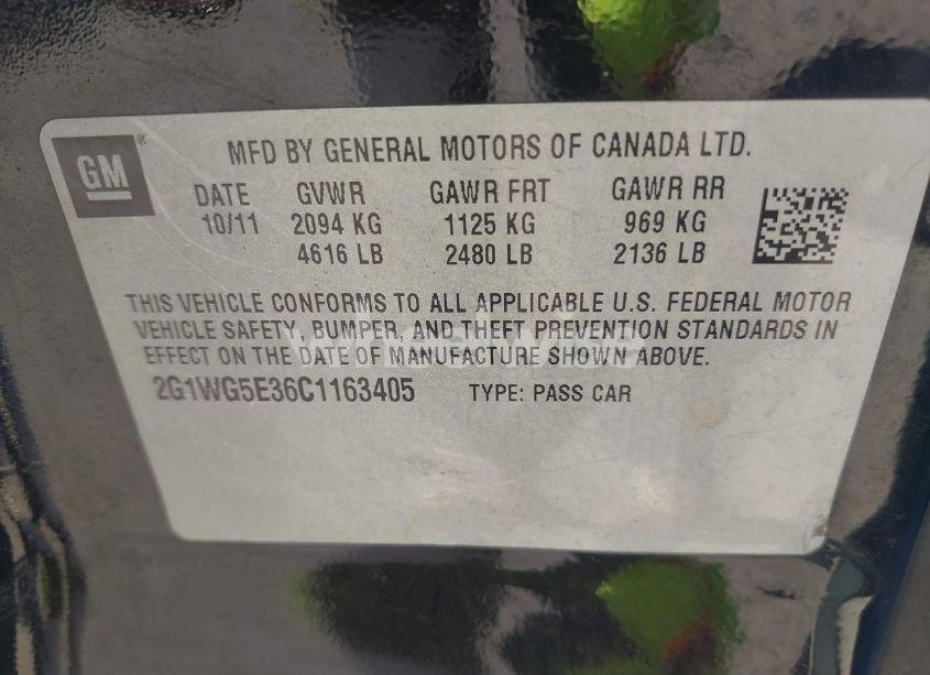 Photo 9 of 2012 Chevrolet Impala LT (VIN 2G1WG5E36C1163405)