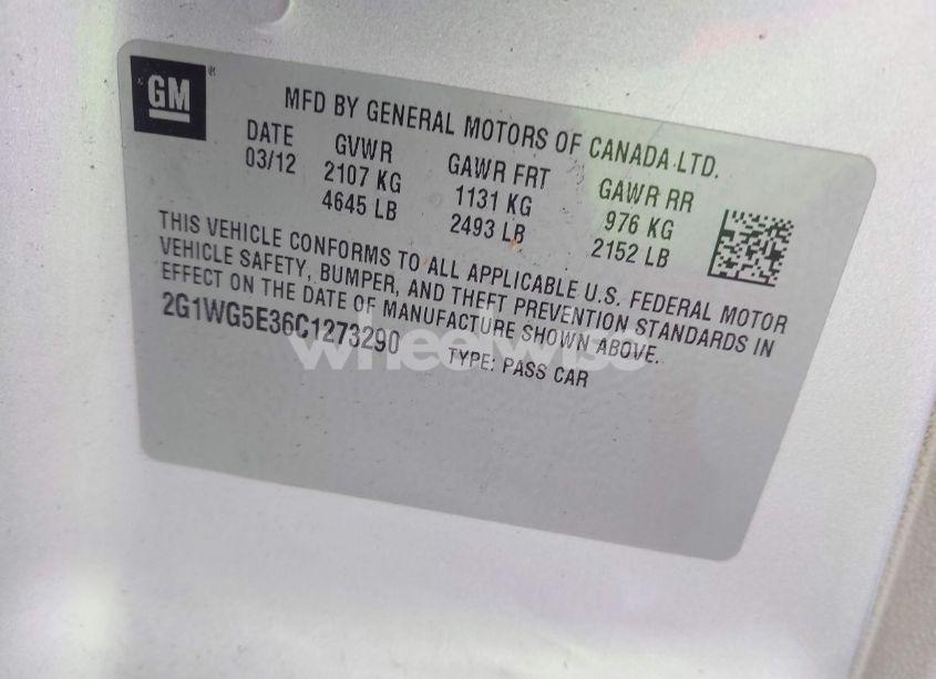 Photo 9 of 2012 Chevrolet Impala LT (VIN 2G1WG5E36C1273290)