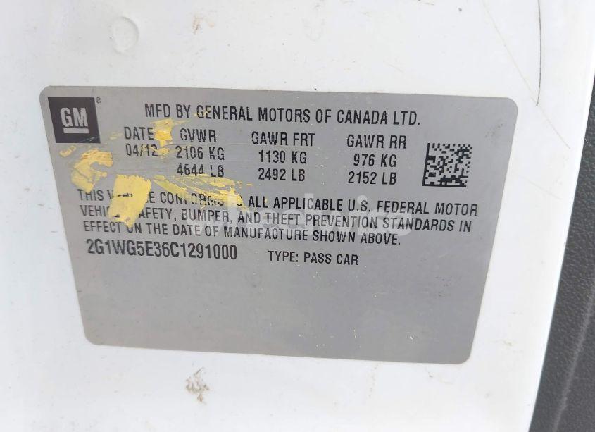 Photo 9 of 2012 Chevrolet Impala LT FLEET (VIN 2G1WG5E36C1291000)