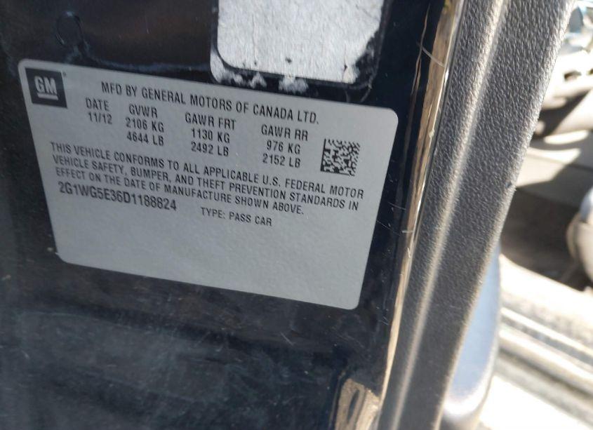 Photo 9 of 2013 Chevrolet Impala LT (VIN 2G1WG5E36D1188824)