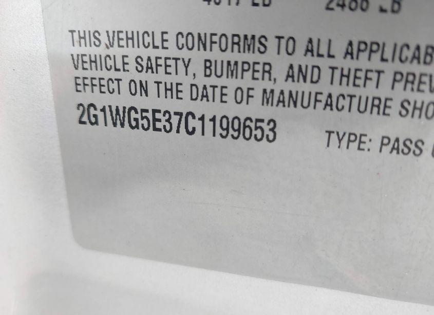 Photo 9 of 2012 Chevrolet Impala LT FLEET (VIN 2G1WG5E37C1199653)