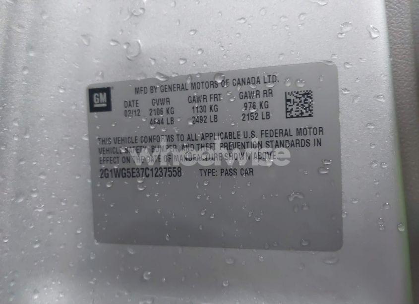 Photo 9 of 2012 Chevrolet Impala LT (VIN 2G1WG5E37C1237558)