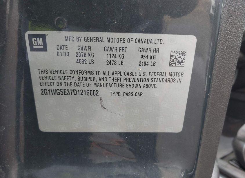 Photo 9 of 2013 Chevrolet Impala LT (VIN 2G1WG5E37D1216002)