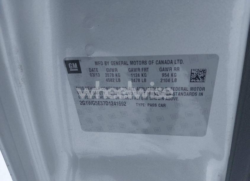 Photo 9 of 2013 Chevrolet Impala LT (VIN 2G1WG5E37D1241692)