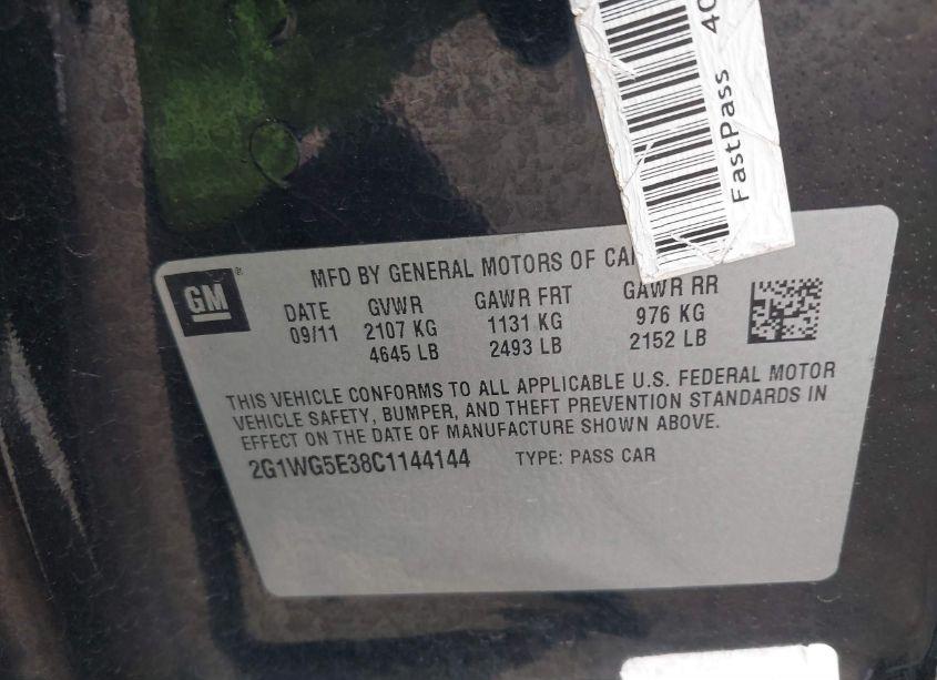 Photo 9 of 2012 Chevrolet Impala LT FLEET (VIN 2G1WG5E38C1144144)