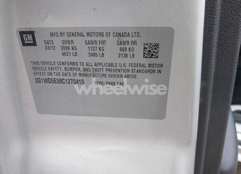 Photo 9 of 2012 Chevrolet Impala LT (VIN 2G1WG5E38C1270410)