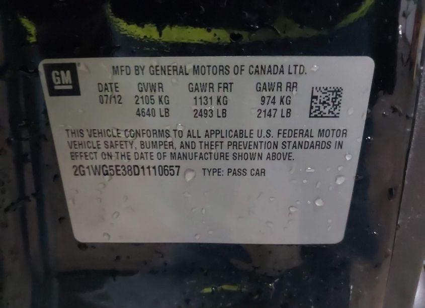 Photo 9 of 2013 Chevrolet Impala LT (VIN 2G1WG5E38D1110657)