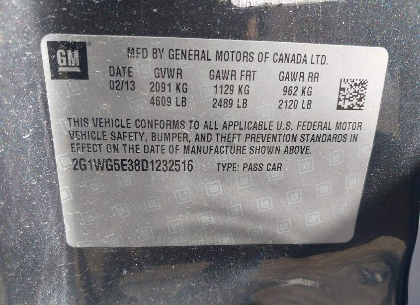 Photo 9 of 2013 Chevrolet Impala LT (VIN 2G1WG5E38D1232516)