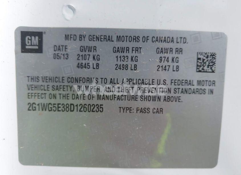 Photo 9 of 2013 Chevrolet Impala LT (VIN 2G1WG5E38D1260235)