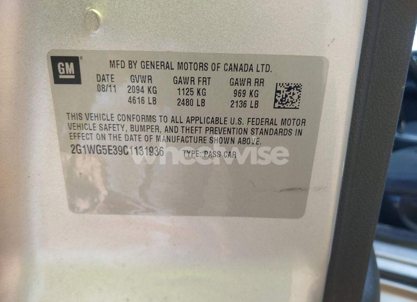 Photo 9 of 2012 Chevrolet Impala LT (VIN 2G1WG5E39C1131936)