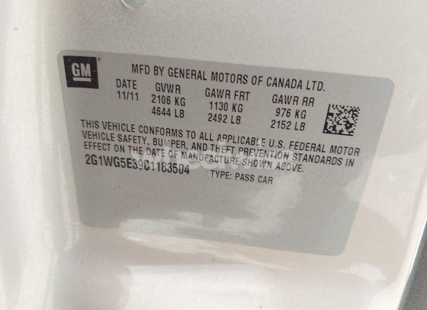 Photo 9 of 2012 Chevrolet Impala LT (VIN 2G1WG5E39C1183504)