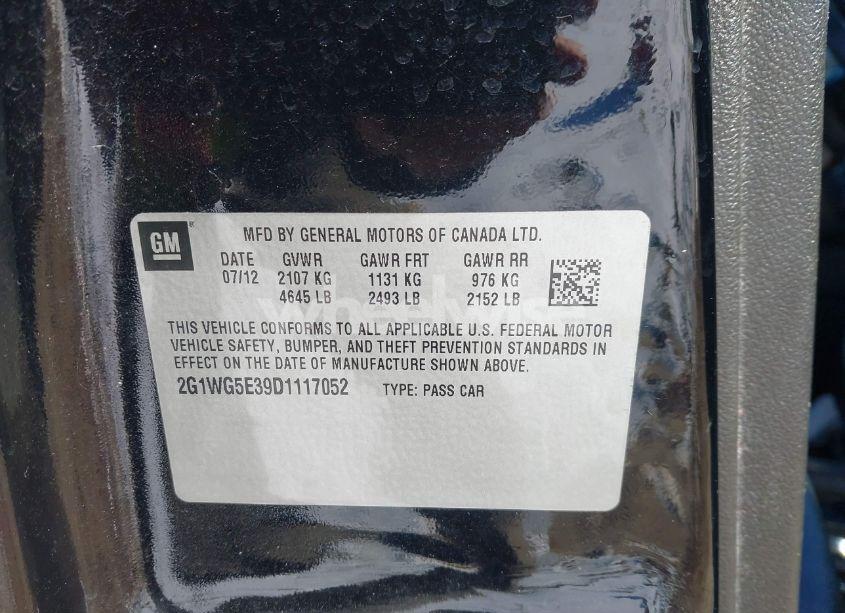 Photo 9 of 2013 Chevrolet Impala LT (VIN 2G1WG5E39D1117052)