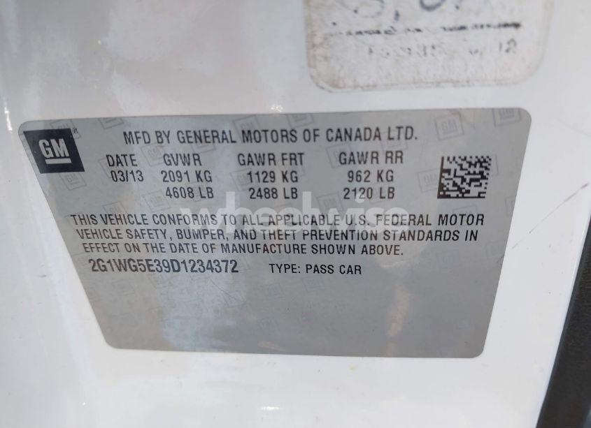 Photo 9 of 2013 Chevrolet Impala LT (VIN 2G1WG5E39D1234372)