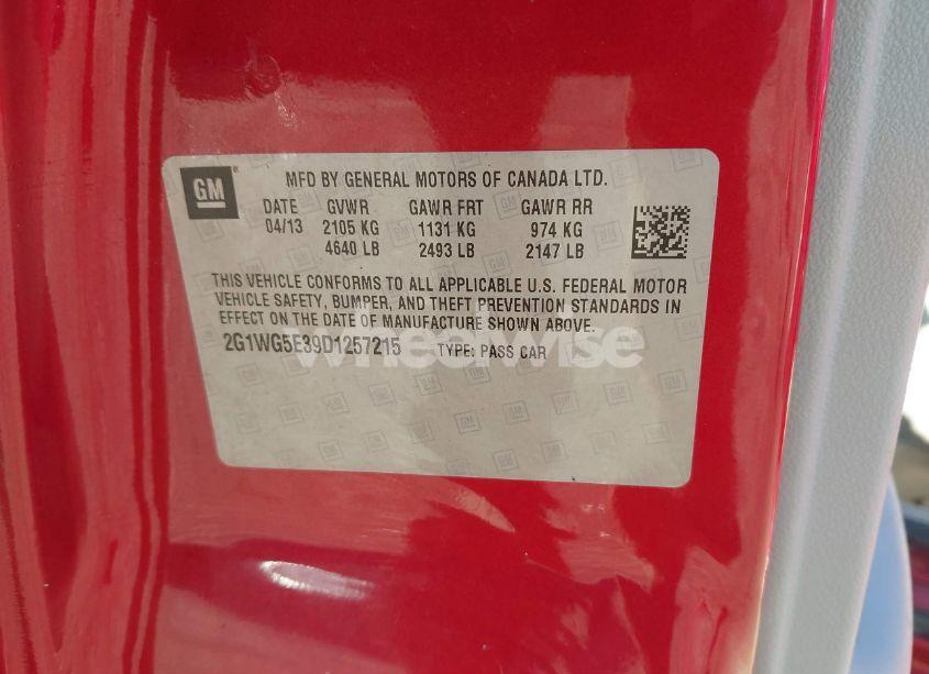 Photo 9 of 2013 Chevrolet Impala LT (VIN 2G1WG5E39D1257215)