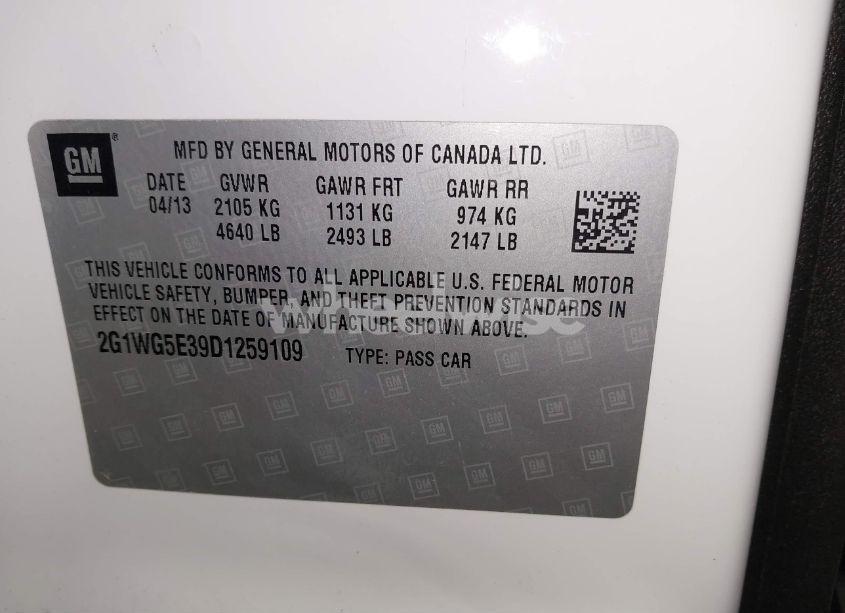 Photo 9 of 2013 Chevrolet Impala LT (VIN 2G1WG5E39D1259109)