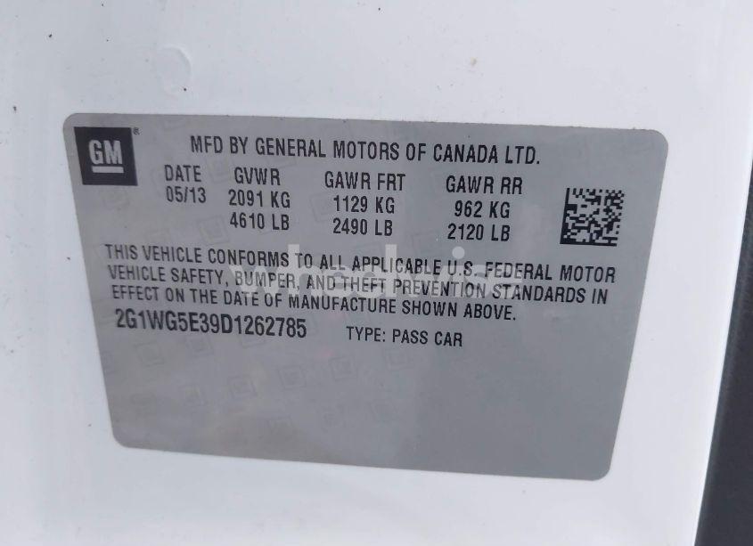 Photo 9 of 2013 Chevrolet Impala LT (VIN 2G1WG5E39D1262785)