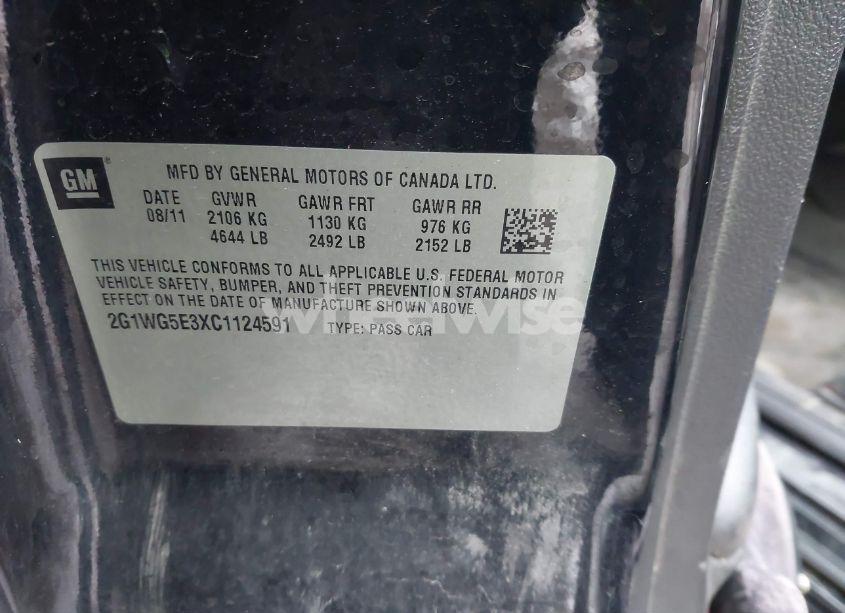 Photo 9 of 2012 Chevrolet Impala LT (VIN 2G1WG5E3XC1124591)