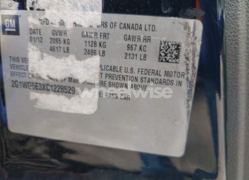 Photo 9 of 2012 Chevrolet Impala LT (VIN 2G1WG5E3XC1228529)