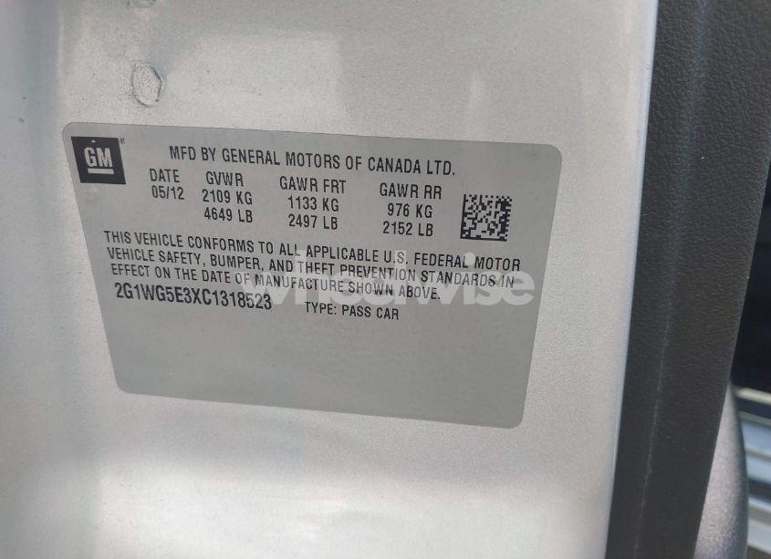 Photo 9 of 2012 Chevrolet Impala LT (VIN 2G1WG5E3XC1318523)