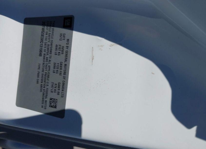 Photo 9 of 2012 Chevrolet Impala LT FLEET (VIN 2G1WG5E3XC1319848)