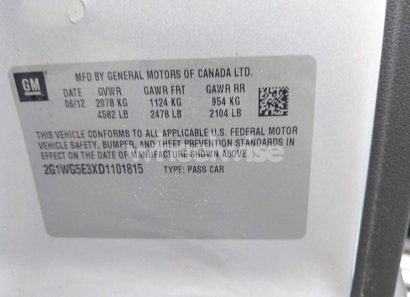 Photo 9 of 2013 Chevrolet Impala LT (VIN 2G1WG5E3XD1101815)